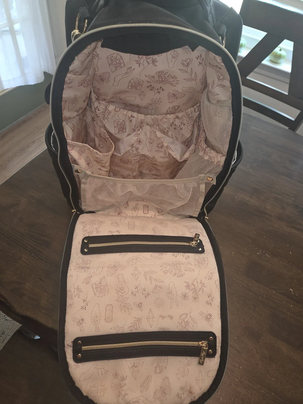 Itzy Ritzy Black Quilted Backpack Diaper Bag with Gold Hardware